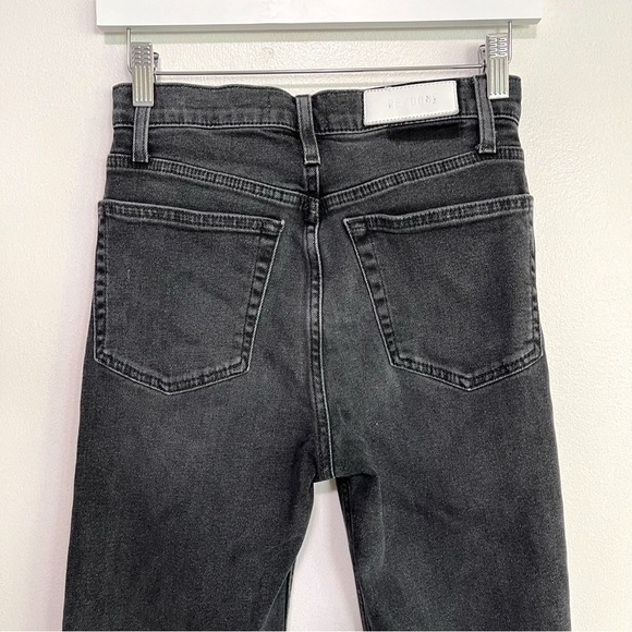 Re/done Originals 70s Stove Pipe Jeans Faded Coal With Rips Size 26 - Picture 8 of 11